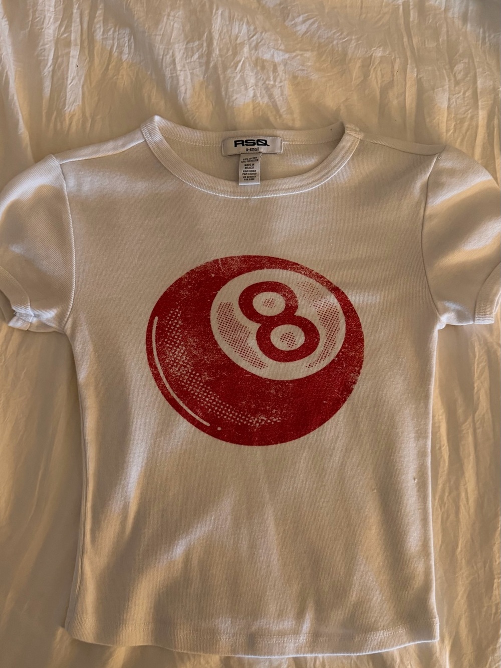 RSQ baby tee with Red 8 Ball Graphic